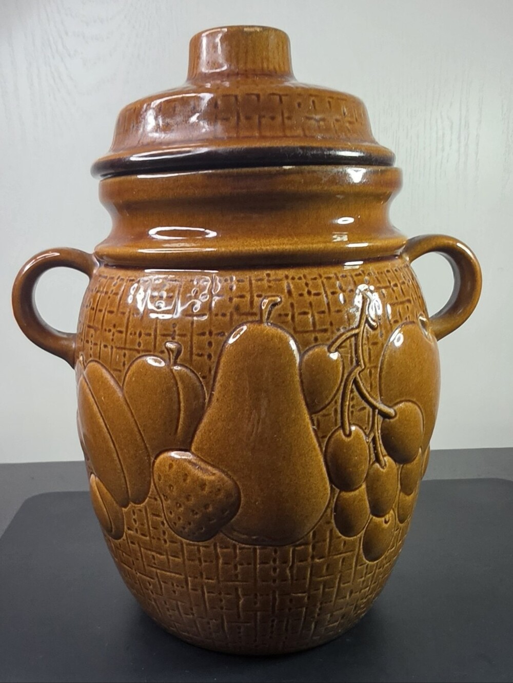 Vintage Mid-century Brown Glazed Ceramic Rumtopf Pot By Scheurich Keramik
